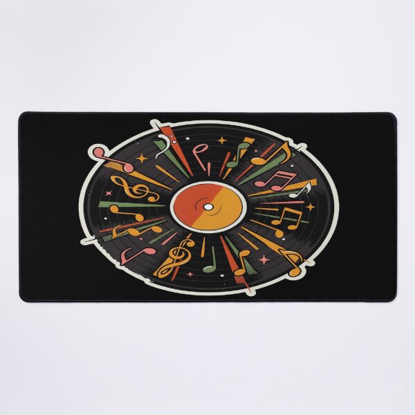 Item preview, Retro Vinyl Record – Colourful 70s Music Notes Design designed and sold by Midnight Veil Designs.