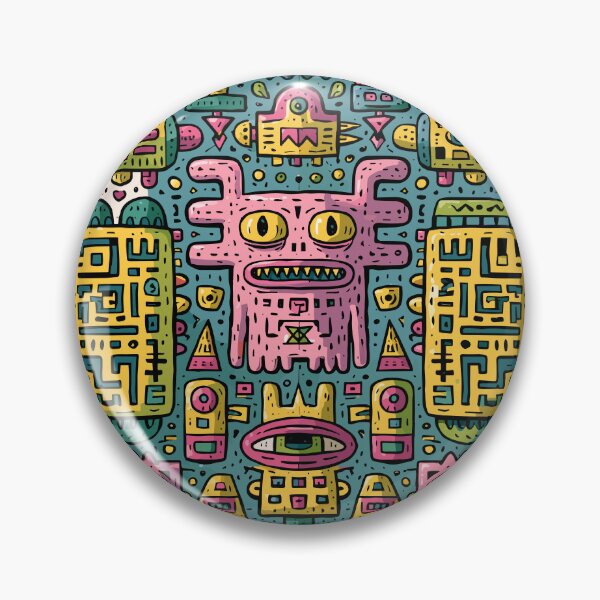 Item preview, Vibrant Maximalist Monster Folk Art Pattern designed and sold by Romgora.