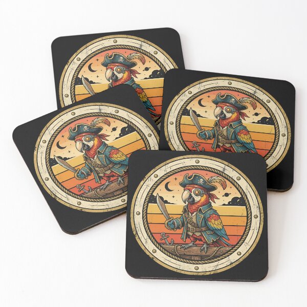 Item preview, Retro Cybernetic Pirate Parrot Vintage Badge designed and sold by DuckOddity.