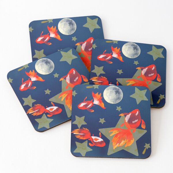Item preview, goldfish in space - watercolor clipart collage designed and sold by noob publishing.