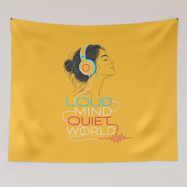 Item preview, Loud Mind Quiet World - Headphones Music Line Art designed and sold by SVox.