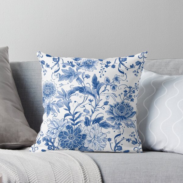 Item preview, Blue White Chinoiserie Botanical Floral Toile Seamless Pattern Design designed and sold by GrinGalore.