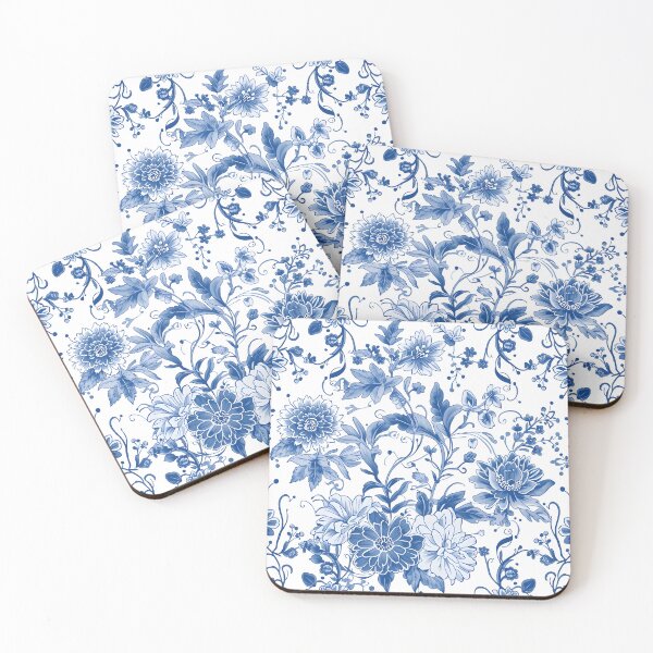Item preview, Blue White Chinoiserie Botanical Floral Toile Seamless Pattern Design designed and sold by GrinGalore.