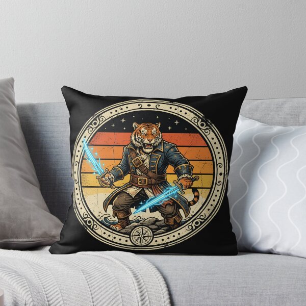 Item preview, Retro Buccaneer Tiger Laser Daggers Vintage Badge designed and sold by DuckOddity.