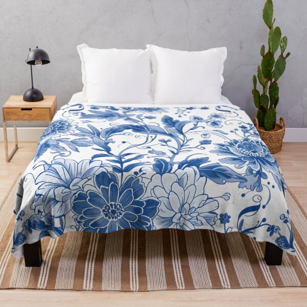 Item preview, Blue White Chinoiserie Botanical Floral Toile Seamless Pattern Design designed and sold by GrinGalore.