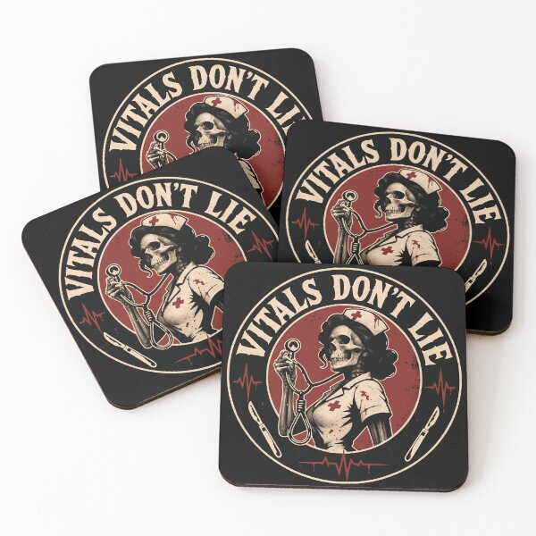Item preview, Vitals Don't Lie Skeleton Nurse Badge | Creepy Horror Nurse Halloween Design designed and sold by Simon-art-land.