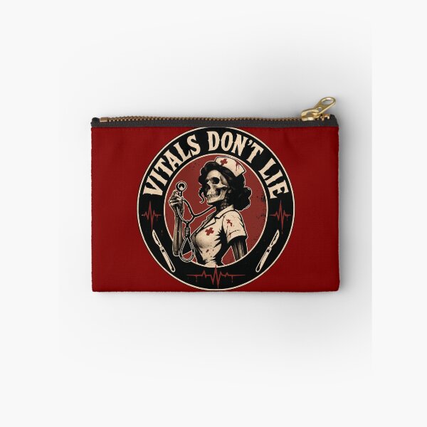 Item preview, Vitals Don't Lie Skeleton Nurse Badge | Creepy Horror Nurse Halloween Design designed and sold by Simon-art-land.