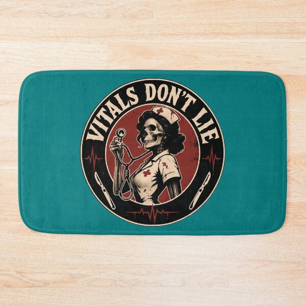 Item preview, Vitals Don't Lie Skeleton Nurse Badge | Creepy Horror Nurse Halloween Design designed and sold by Simon-art-land.