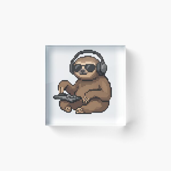 Item preview, Lazy DJ with headphones in pixel art designed and sold by AKRAMlogo.