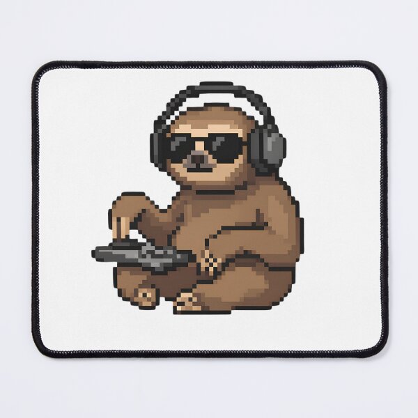 Item preview, Lazy DJ with headphones in pixel art designed and sold by AKRAMlogo.