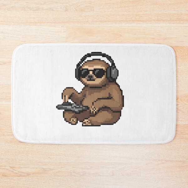 Item preview, Lazy DJ with headphones in pixel art designed and sold by AKRAMlogo.