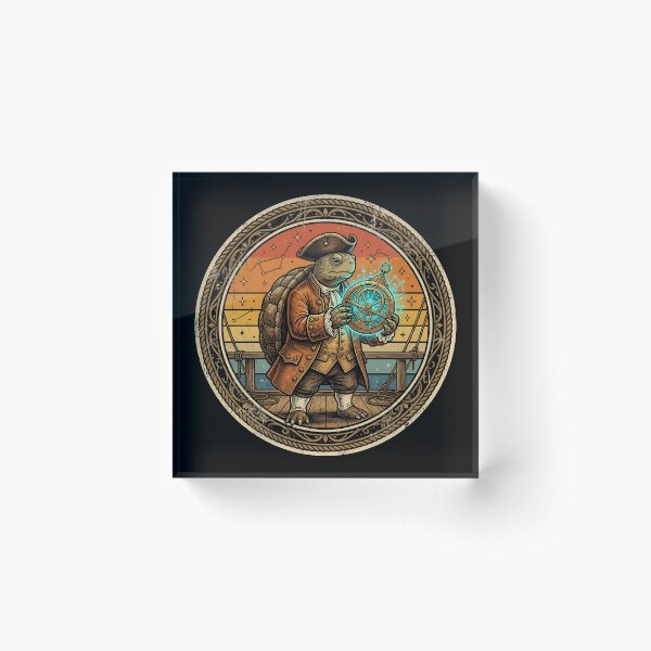 Item preview, Retro Pirate Navigator Turtle Vintage Badge designed and sold by DuckOddity.