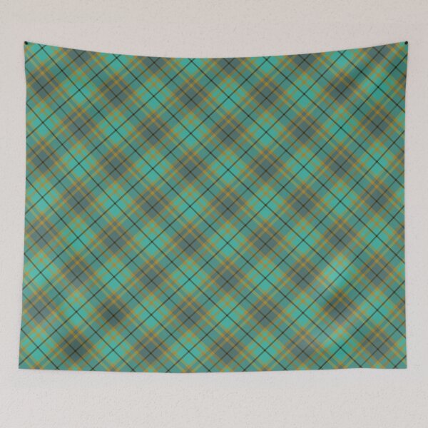 Item preview, Diagonal teal tartan plaid with faux twill texture designed and sold by Anne Londez Studio.