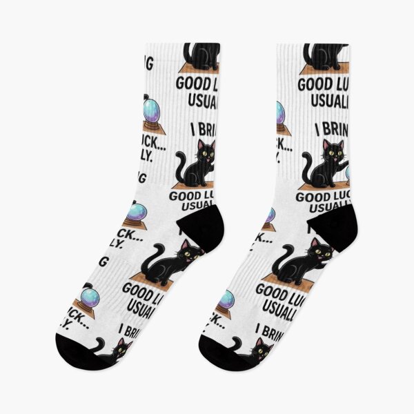 Item preview, I Bring Good Luck... Usually – Funny Black Cat designed and sold by Tipsy24.