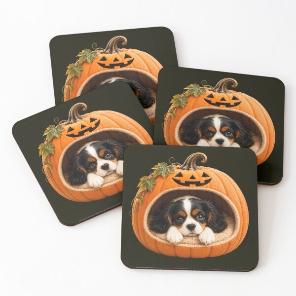 Item preview, Cavalier King Charles Spaniel Sleeping in Halloween Pumpkin Bed designed and sold by ManJiangHong.