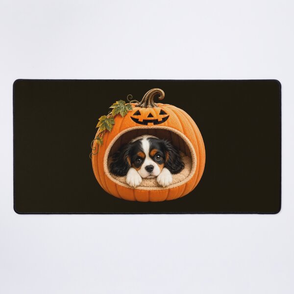 Item preview, Cavalier King Charles Spaniel Sleeping in Halloween Pumpkin Bed designed and sold by ManJiangHong.