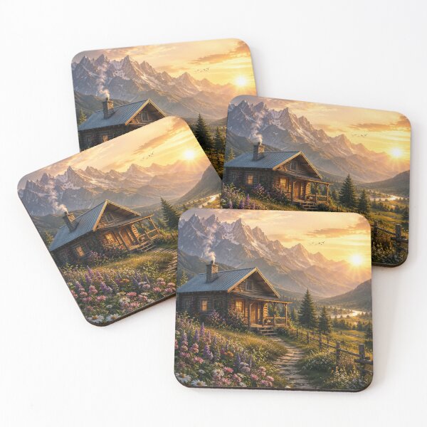 Item preview, Cozy Mountain Cabin Sunrise Escape designed and sold by CodePaws Creations.
