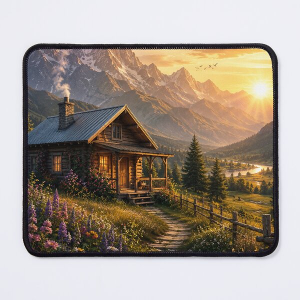 Item preview, Cozy Mountain Cabin Sunrise Escape designed and sold by CodePaws Creations.