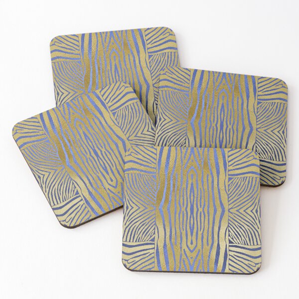 Item preview, Hand drawn gold & blue zebra stripes designed and sold by Anne Londez Studio.