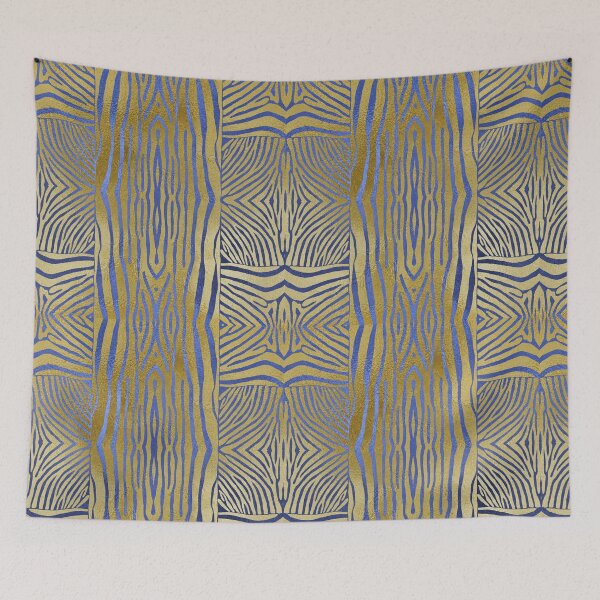 Item preview, Hand drawn gold & blue zebra stripes designed and sold by Anne Londez Studio.