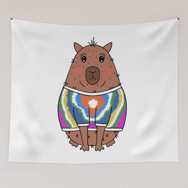 Item preview, Hippie Capybara Wearing A Tye Dye TShirt designed and sold by Sartoris Art.