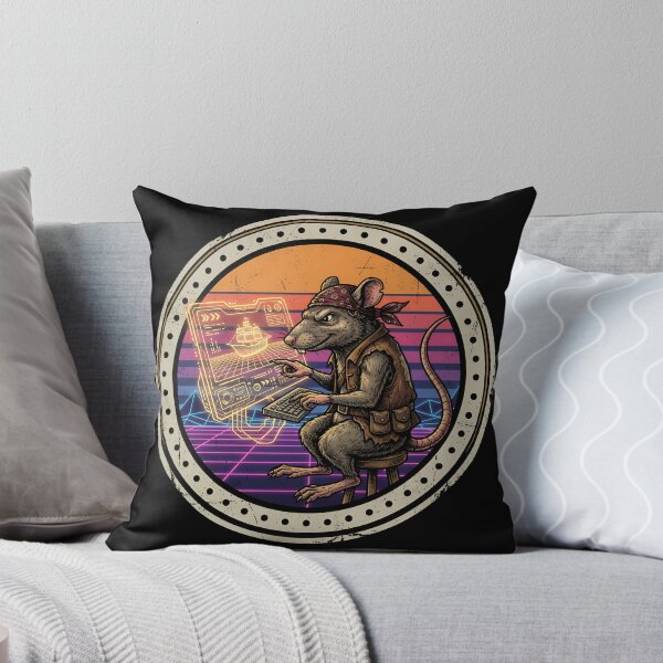 Item preview, Retro Space Hacker Rat Pirate Vintage Badge designed and sold by DuckOddity.