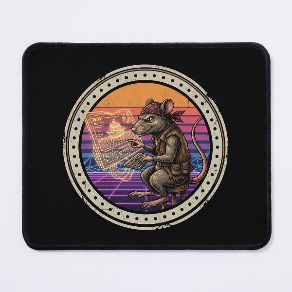 Item preview, Retro Space Hacker Rat Pirate Vintage Badge designed and sold by DuckOddity.