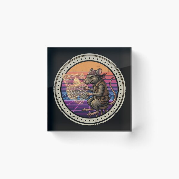 Item preview, Retro Space Hacker Rat Pirate Vintage Badge designed and sold by DuckOddity.