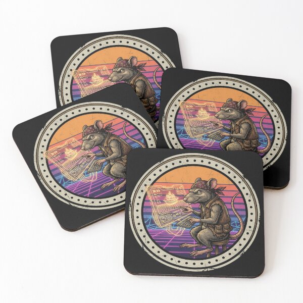 Item preview, Retro Space Hacker Rat Pirate Vintage Badge designed and sold by DuckOddity.