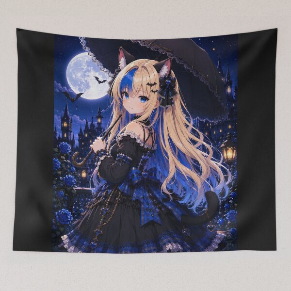 Item preview, Moonlit Parasol – Gothic Neko Girl designed and sold by Revyra Design .