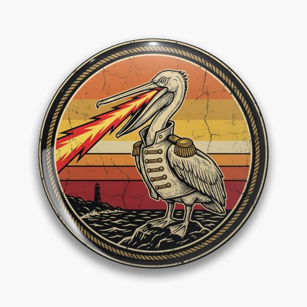 Item preview, Retro Laser Beak Pelican Vintage Badge designed and sold by DuckOddity.