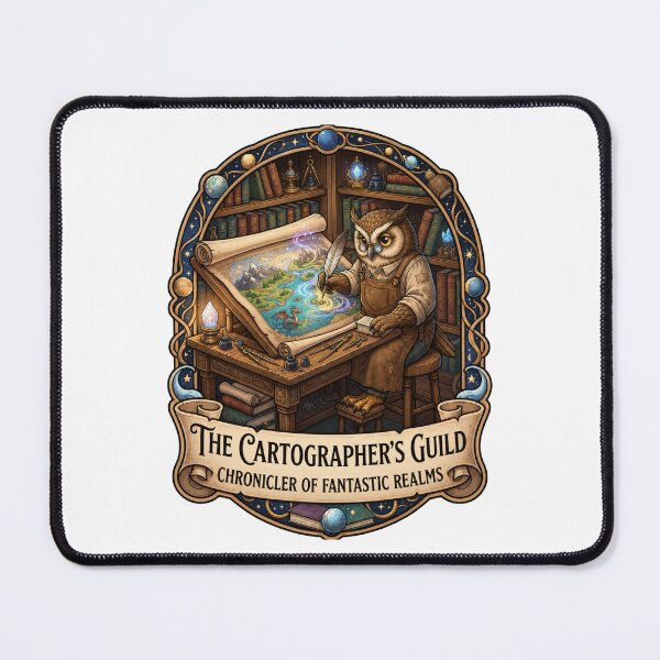 Item preview, The Cartographer's Guild | Owl Mapmaker | Fantasy Cartography | Magical World Map | Enchanted Library | RPG Adventure Gift designed and sold by MrDev.