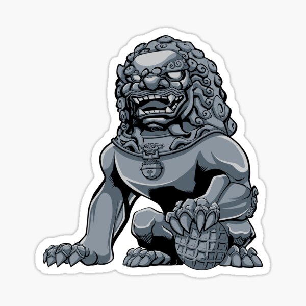 Chinese Lion Iron Sticker