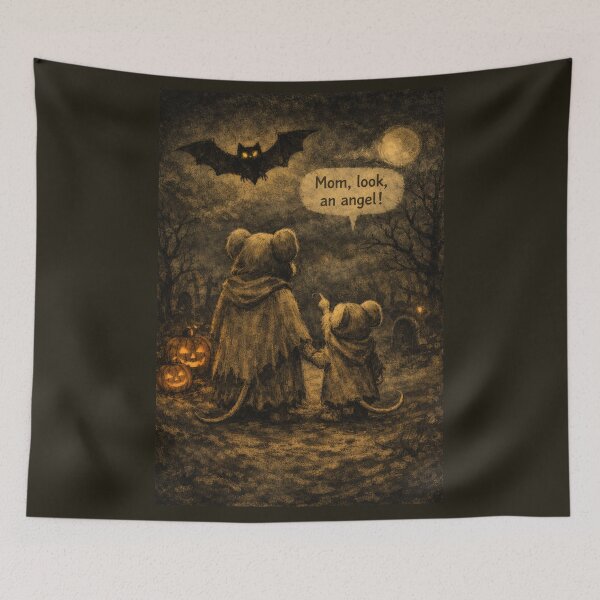 Item preview, Funny Halloween Bat Mouse Dark Humor Vintage Spooky Gift - Mom Look An Angel  designed and sold by Artycom.
