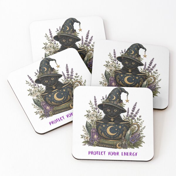 Item preview, Protect Your Energy Black Cat Witchy Coffee Cup designed and sold by RajStore41.