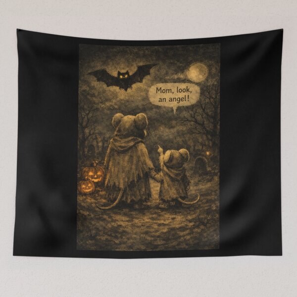 Item preview, Funny Halloween Bat Mouse Dark Humor Vintage Spooky Gift - Mom Look An Angel  designed and sold by Artycom.