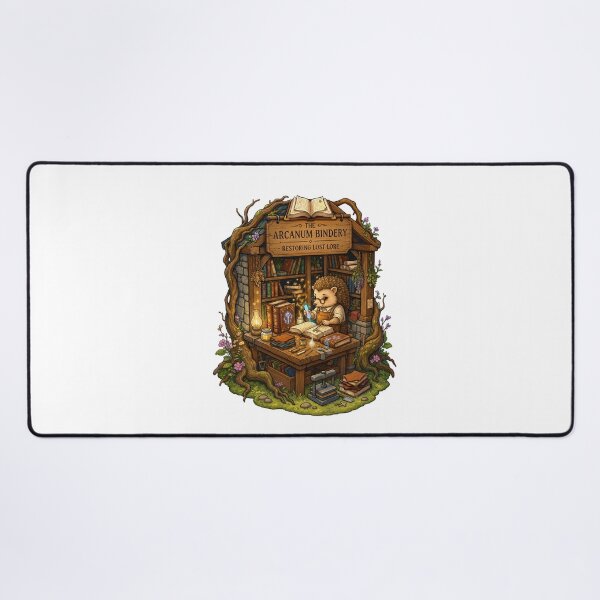 Item preview, The Arcanum Bindery | Hedgehog Bookbinder | Magical Book Restoration | Fantasy Library | Enchanted Bookshop | Dark Academia Gift designed and sold by MrDev.