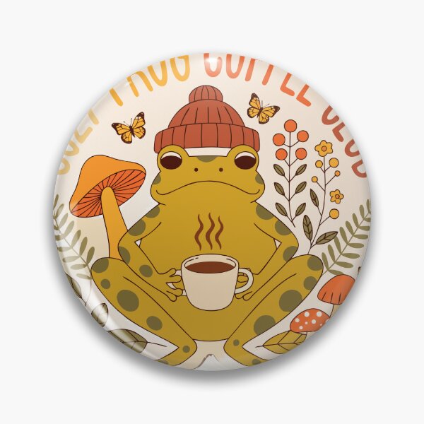 Artikelvorschau, Cozy Frog Coffee Club-Aufkleber entworfen und verkauft von inkfusionhub99.