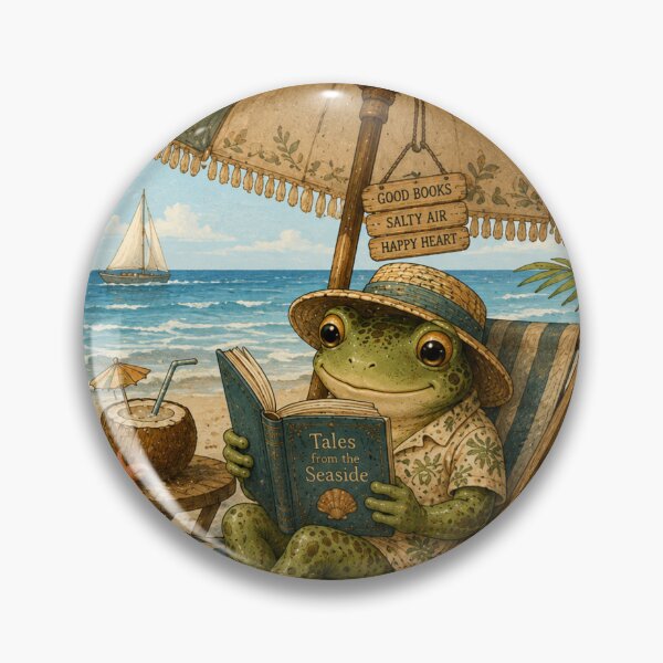 Item preview, Cozy Beach Frog Reading a Book | Cute Summer Frog Cottagecore Beach T-Shirt designed and sold by Meda2.