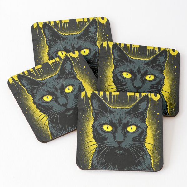 Item preview, Art - Stylized Nocturnal Feline, Dark and Captivating Graphic Illustration designed and sold by World-Pets.