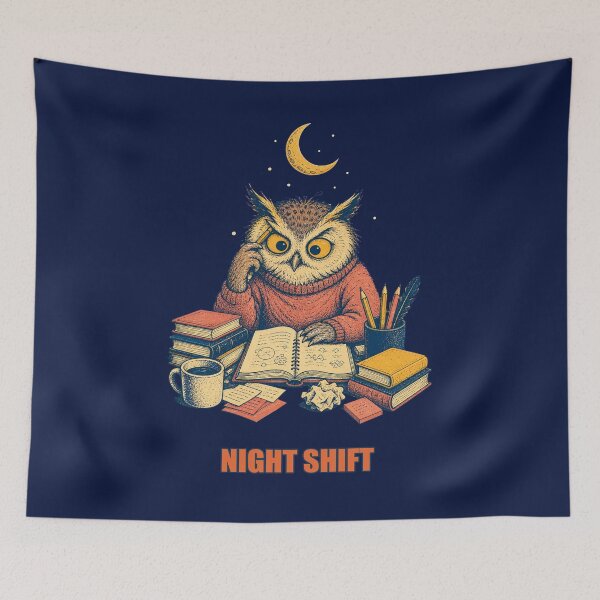 Item preview, Night Shift Owl - Overthinking Department Study designed and sold by SVox.
