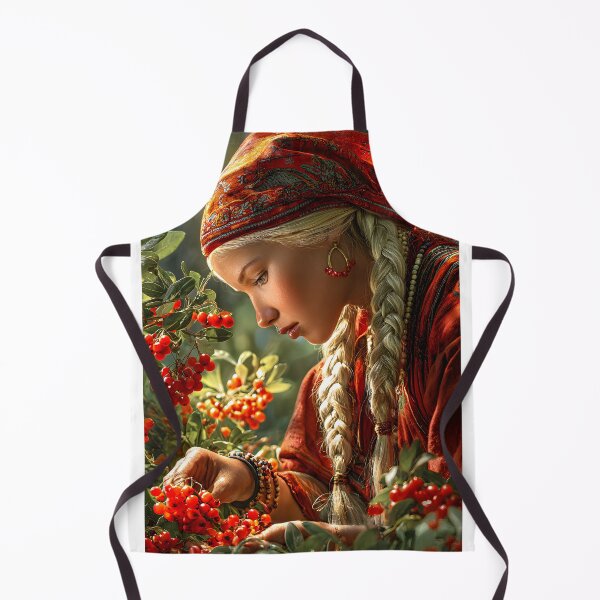 Item preview, Young Woman Harvesting Red Berries in Nature Scene designed and sold by Artessie.
