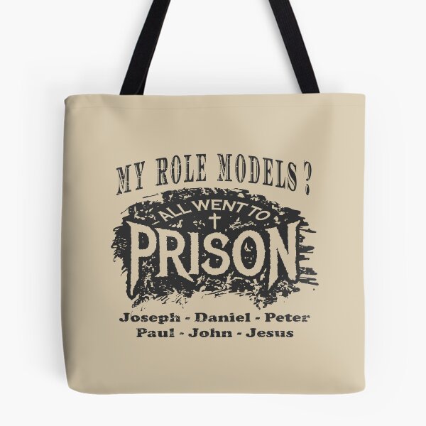 Item preview, My Role Models? All Went to Prison | Funny Christian Typography - Joseph Daniel Peter Paul John Jesus | Faith Humor grey black designed and sold by ZechJohnRB.