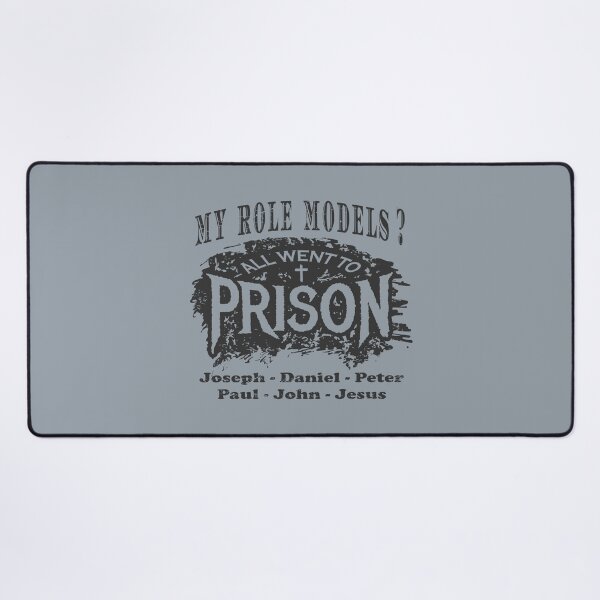 Item preview, My Role Models? All Went to Prison | Funny Christian Typography - Joseph Daniel Peter Paul John Jesus | Faith Humor grey black designed and sold by ZechJohnRB.