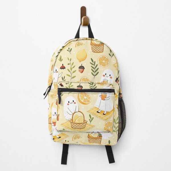 Item preview, Cute Lemon Ghost Picnic Pattern designed and sold by Storybook Botanica.
