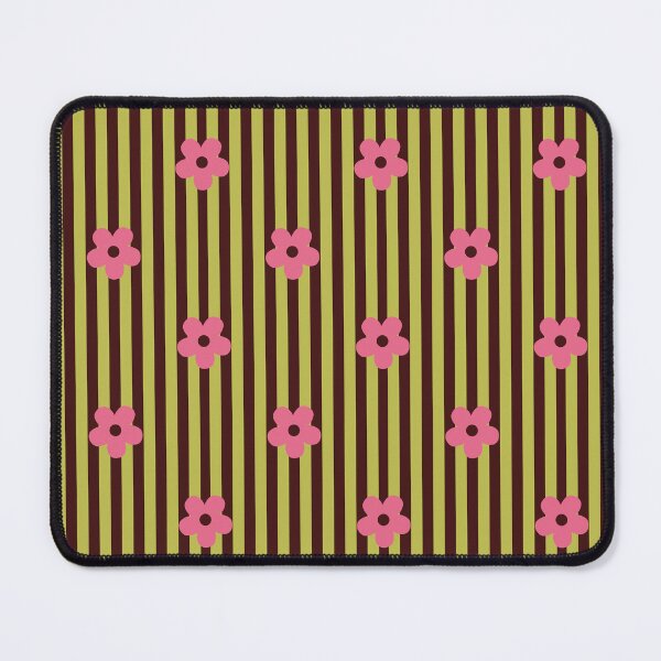Item preview, Olive Green Floral Pattern | Pink Flowers on Brown Stripes | Retro Pink Floral Stripes Design | Preppy Pink Flower Pattern | Coquette Olive and Pink Flowers with Stripes Pattern designed and sold by VivaFy.