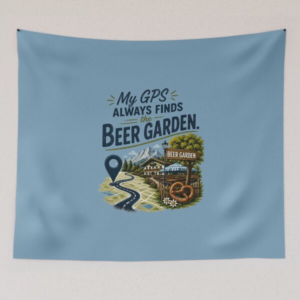 Item preview, My GPS Always Finds the Beer Garden – Funny Bavaria Travel Design designed and sold by Alpine-Ink.