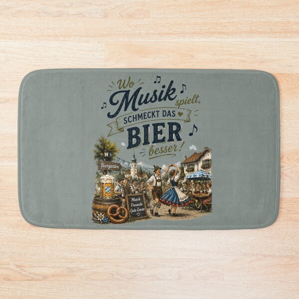 Item preview, Funny Bavarian Beer Garden Design – "Wo Musik Spielt, Schmeckt Das Bier Besser" designed and sold by Alpine-Ink.
