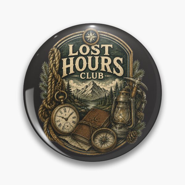 Item preview, Lost Hours Club – Vintage Pocket Watch Explorer Badge designed and sold by Golden Era Studio.