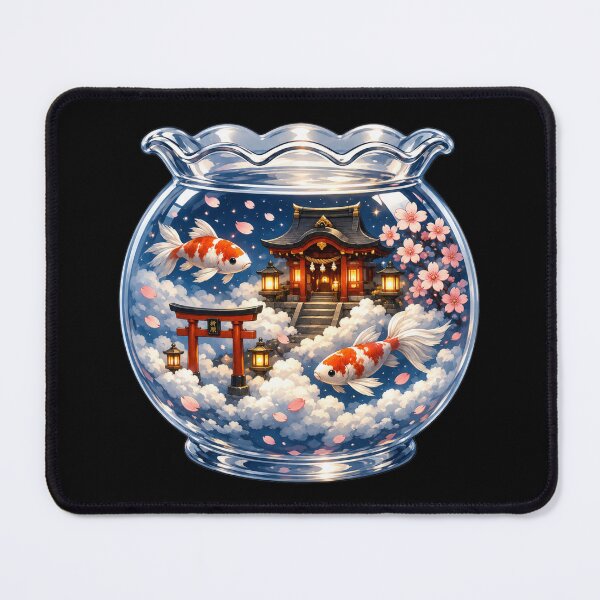 Item preview, Celestial Koi Shrine | Japanese Fantasy Goldfish Bowl | Sakura Temple | Floating Clouds | Zen Aesthetic | Koi Fish Art | Japanese Decor Gift designed and sold by MrDev.